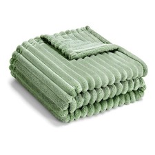 NEW SEALED Soft Fleece Baby Blanket Unisex Reversible Stripes 30x40 SAGE GREEN
