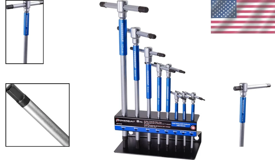 8 Pc Metric T-Handle Hex Key Set with Rack - Image 2 of 4