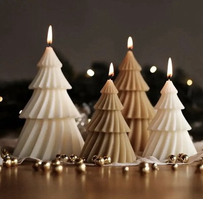 2pcs Christmas Tree Set /Festive Holiday Home Decor, Handmade Christmas Candle