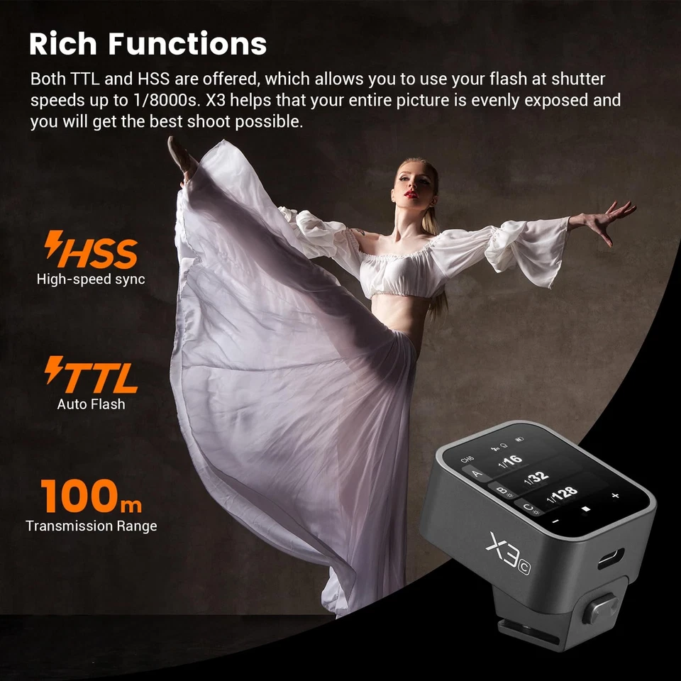 X3C X3-C TTL Wireless Flash Trigger for Canon Camera, 2.4G Wireless Touchscre... - Image 2 of 4