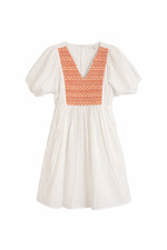 MADEWELL Embroidered Poplin V-Neck Mini Dress XXS White Puff Sleeve NWT B3