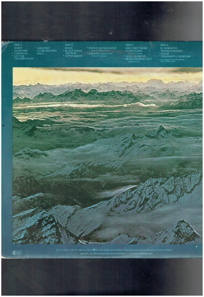 SANTANA MOONFLOWER 1977 DOUBLE VINYL  ALBUM STUDIO/LIVE - Image 2 of 2