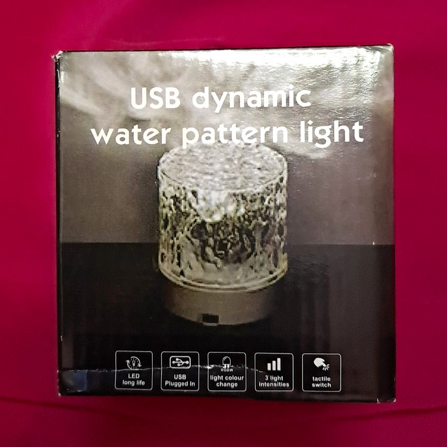 USB LED Water Pattern Table Lamp Black Color Changing 3W 5V Multicolor