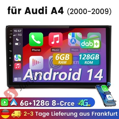 9'' 6+128G Carplay Für Audi A4 8E 8H B6 B7 2000-2009 Android14 Autoradio GPS NAVI