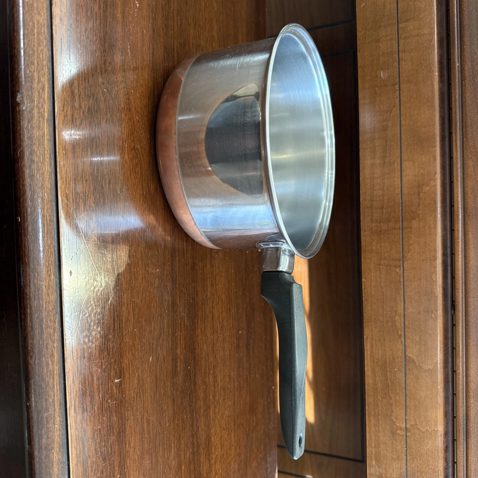 Vintage FLINT Thick Copper Bottom 2 Qt Saucepan