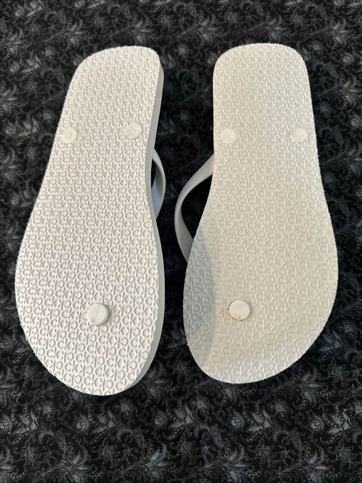 Calvin Klein CK Flip Flops Size. 9 Black & White.  NWOT - Image 2 of 3