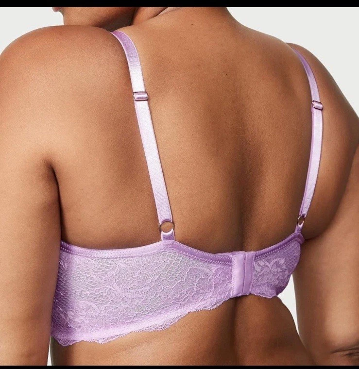 Victoria’s Secret Conjunto de Sujetador Push Up de Red con Tiras en V Lila Sedosa Nuevo con Etiquetas Foto 4 de 4