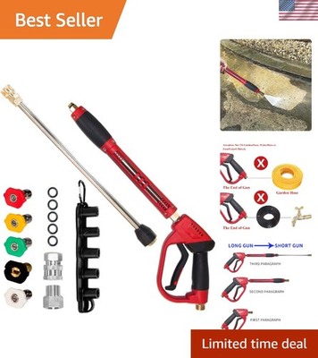 #ad Heavy Duty 5000 PSI Pressure Washer Gun with 5 Nozzles and Safety Lock – 40 Inch $79.99