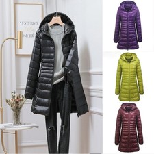 Down Jacket Ladies Ultra Light Overcoat With Portable Storage Bag Long Warm Coat