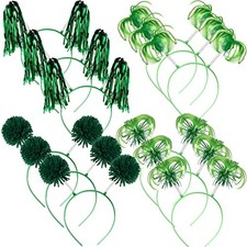 12 Pcs Back to School Pom Pom Spirit Party Headbands  Silly Party Hats, Green