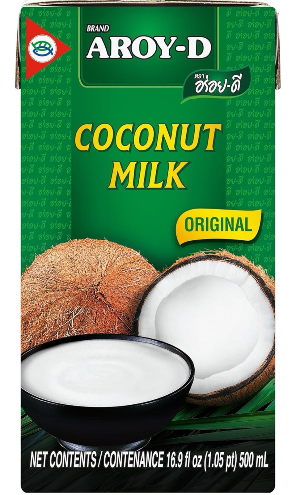 Aroy-D Coconut Milk Original 16.9 fl oz (500ml) – Pack of 12