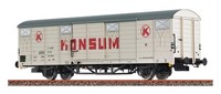 "Brawa H0 49931 Gedeckter GüTerwagen Gbs [1500] \"Konsum\" Dr Neu & Ovp"