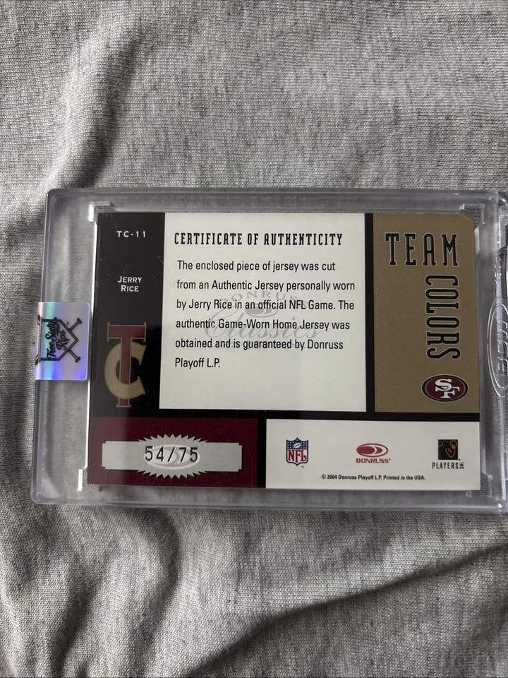 GAME WORN HOME JERSEY JERRY RICE**2004 Donruss Jerry Rice #TC-11*54/75*NM*49ers - Image 3 of 3