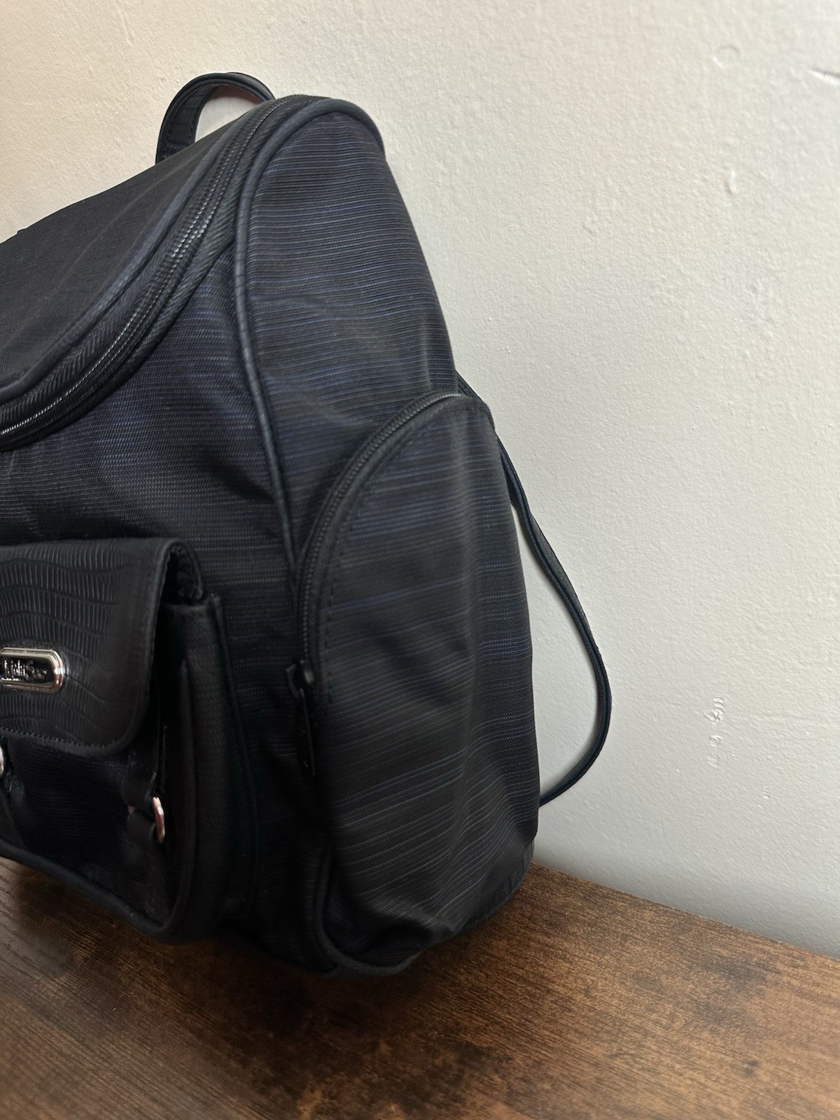 MultiSac Adele Black Small Backpack Bag Faux Leat… - image 3