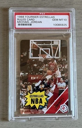 1988 FOURNIER ESTRELLAS MICHAEL JORDAN RULES CARD, PSA 10