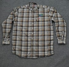 Cinch Shirt Mens 2XL Brown Black Plaid Button Up Flame Resistant HRC 2 Workwear