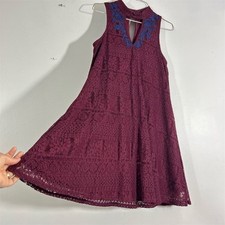Alya Women's S Burgundy Red Lace Swing Dress Party Cocktail Sleeveless