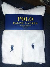 Polo Mens Ralph Lauren  6 Pair Crew Socks Cla...