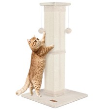 Beige 33 Inch Tall Sisal Cat Scratching Post Indoor Tree Scratcher Furniture