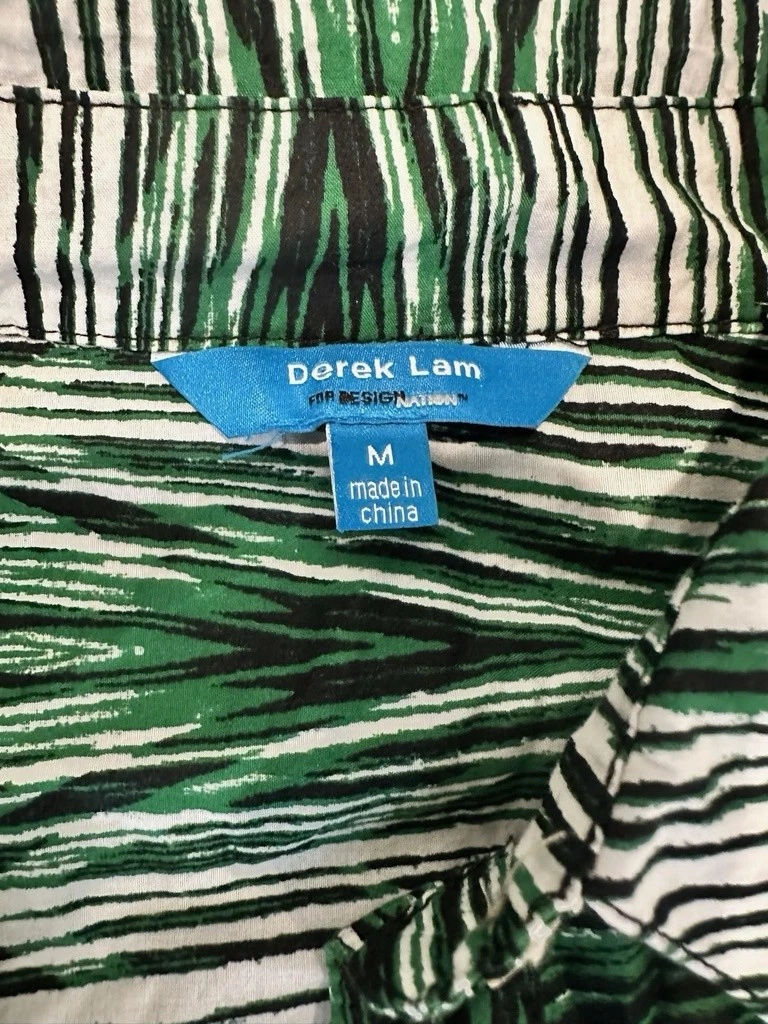 VETEMENTS Derek Lam per Designazione Abito Donna Medio Verde Bianco Venatura Legno Camicia Cotone