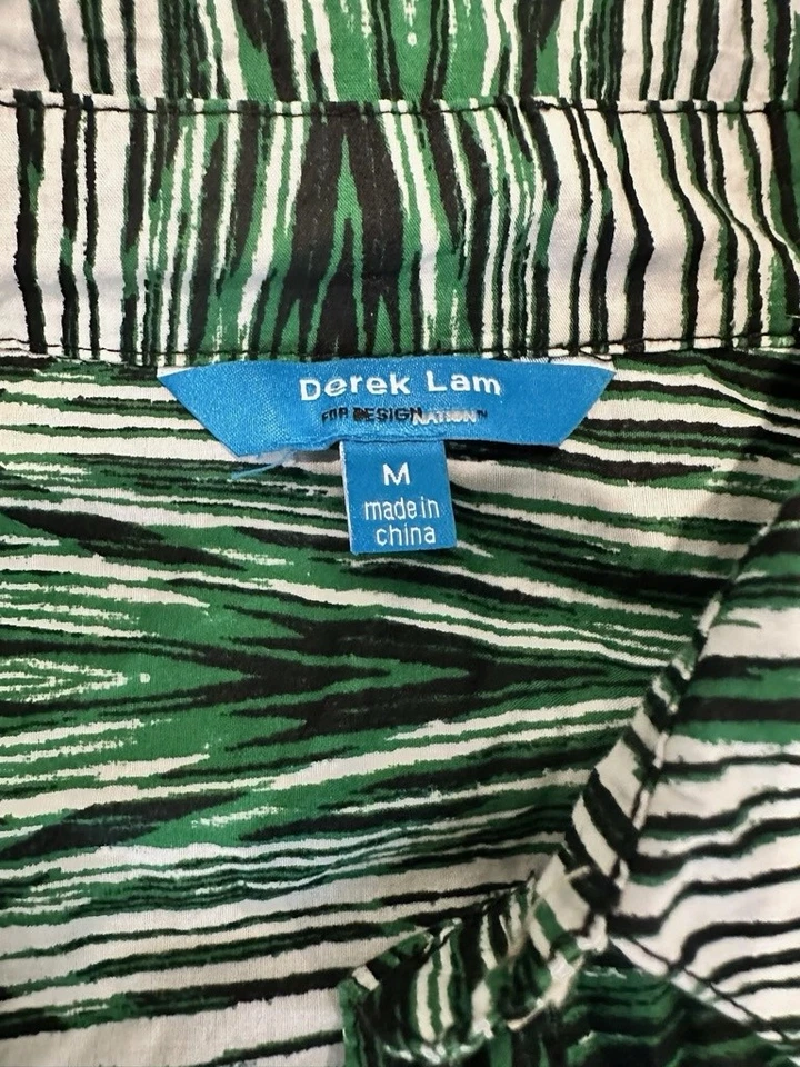 Vestido Derek Lam for Designation Mujer Mediano Verde Blanco Grano Madera Camisa Algodón Foto 3 de 4