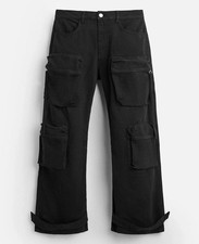 ZARA MAN FW2026 collezione PANTALONE NERO UTILITY POCKET TUTTE LE TAGLIE...