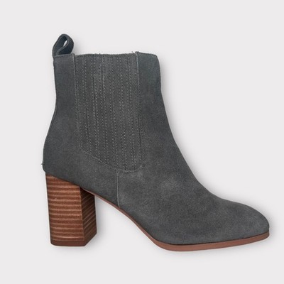 Violet & Red Grey Suede Meaghan Heeled Booties 8.5