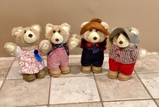 Set of 4 Vtg Wendy's Original Furskins Collectible Teddy Bears/Plush 1986