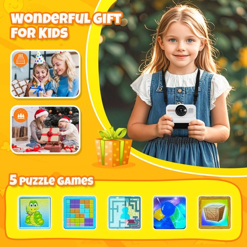 Kids Instant Print Camera, 1080P HD Kids Camera Instant Print with 3 Rolls Pr... - Picture 6 of 7