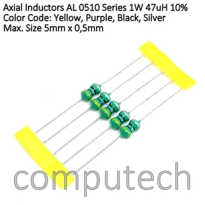 5 pezzi Induttore 47 uH 1W Induttanza Serie AL0510 47uH, 1W - Bild 1 von 3