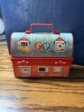 Vintage Fisher-Price Red and Blue Toy Barn lunchbox 1960 s