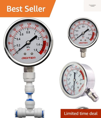 #ad Water Pressure Gauge Meter 0 1.6MPa 0 220psi 1 4quot; f Reverse Osmosis System Pu... $21.99