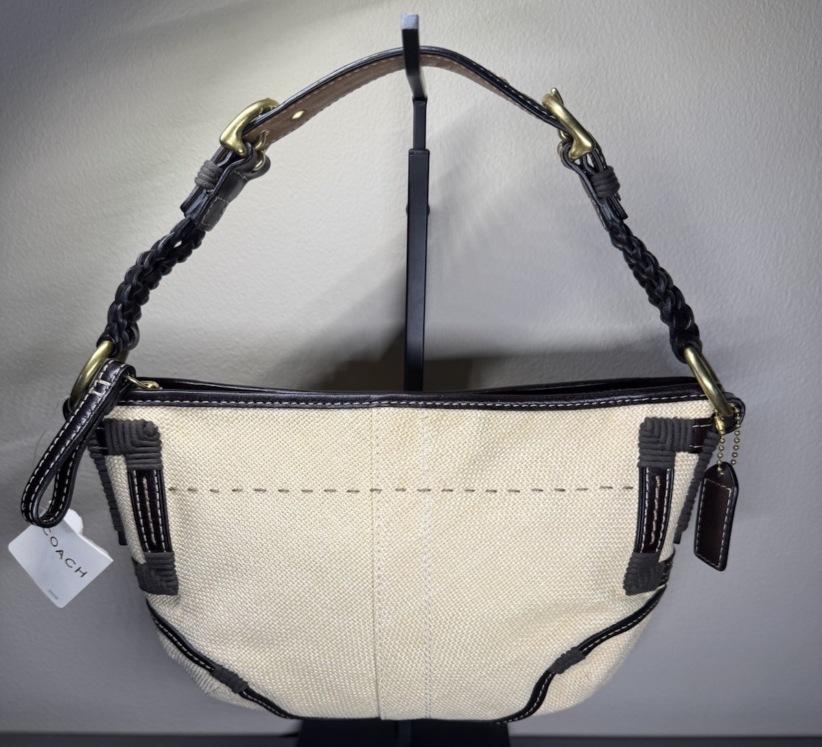 NWT Vintage Coach Hobo Natural Chestnut Straw Woven Braided Strap