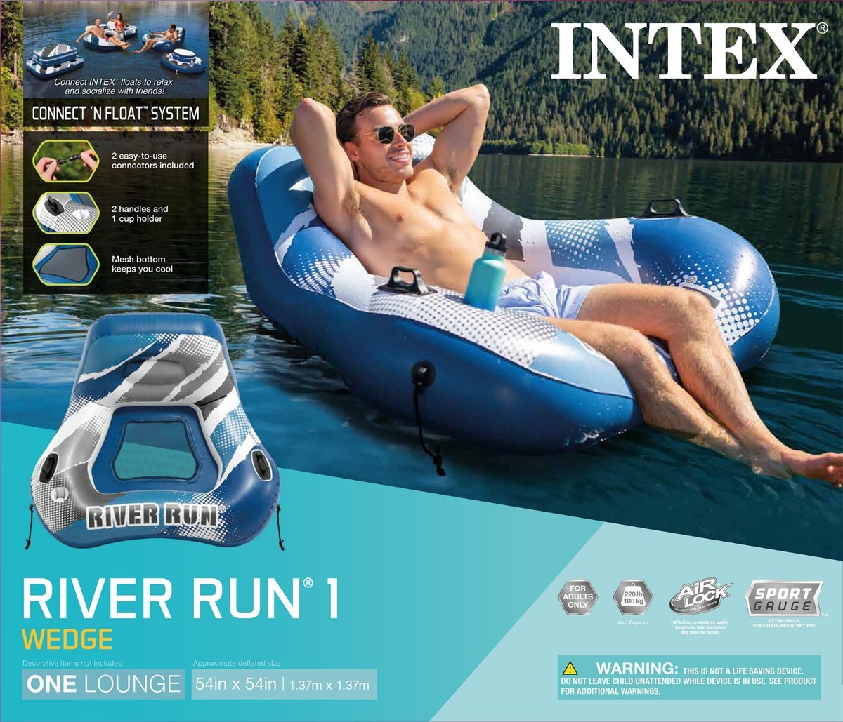 Intex RIVER RUN WEDGE Inflatable Water Float, 54” 🆕