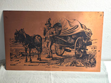 Kupfer Wandbild Tiroler Fuhrwerke 1843 Stil Gravur Platte 47x30cm Handarbeit