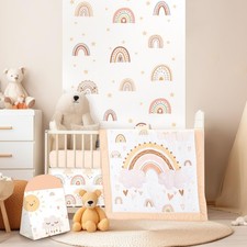 4 Pieces Baby Crib Bedding Set for Girls and Boys, Soft Baby Bedding Set Incl...