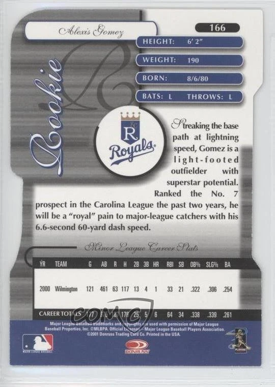 2001 Donruss Elite Turn of the Century Die-Cut /1000 Alexis Gomez Rookie Auto RC - Image 2 of 2