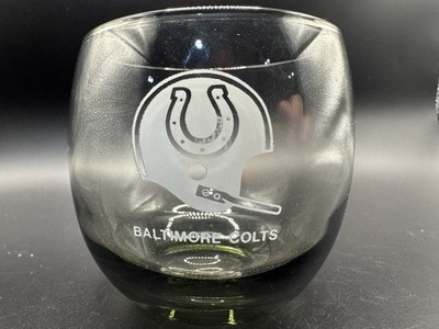 Baltimore Colts Roly Poly Glasses Smoked Gray Vintage NFL Tumblers Rocks Wine