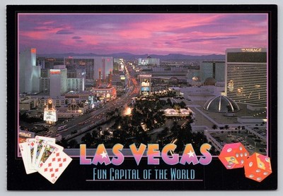 Las Vegas Nevada, Aerial View of the Strip, Casinos & Hotels, Vintage Postcard