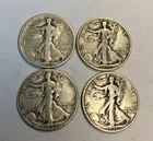 90% Silver LOT OF 4 Walking Liberty Half Dollar Circulated 1934 1935 1936 1939