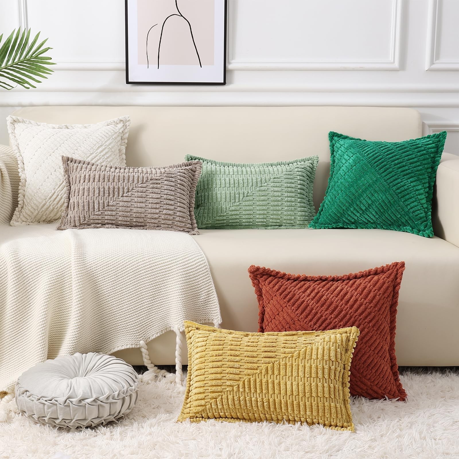 decorUhome Decorative Mustard Yellow Fall Throw Pillow Covers 24x24 Set of 2 ...