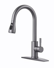 Kitchen Faucets with Pull Down Sprayer, High Arc Single Handle Gray Classic