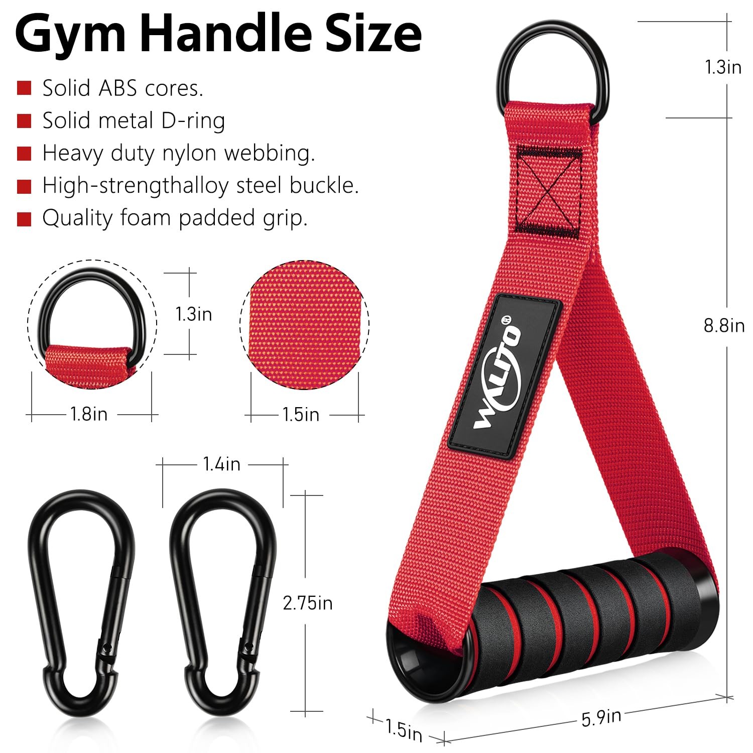 Exercise Handles, Cable Machine Attachments for Home Gym Equipment, Pulley Sy...