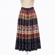 Vtg Y2K Boho Mixed Print Maxi Skirt Size M Cottagecore Witchy Goblin Whimsigoth