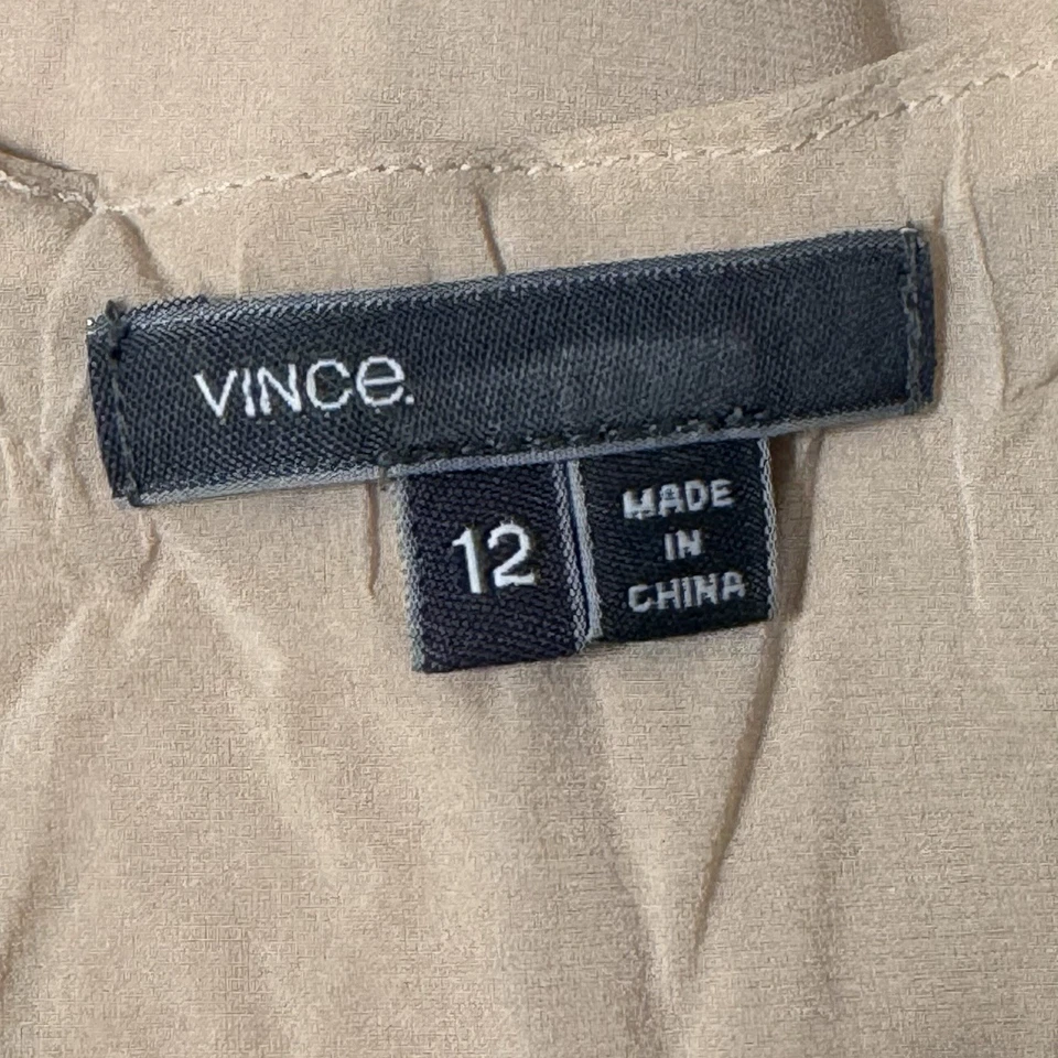 Vince Womens Leather Silk Sleeveless Tunic Tank Top Size 12 Pink Quiet Luxury - Image 4 of 4