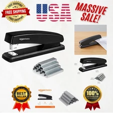 Stapler with 1000 Staples, Office Stapler, 25 Sheet Capacity, Non-Slip, Black