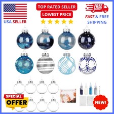 8 Pack Clear Fillable Christmas Ornaments 2.75" DIY Craft Plastic Balls Decor
