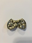 Vintage Modernist Comedy Tragedy Theater Mask Brooch Silver Tone Drama Pin — photo 2