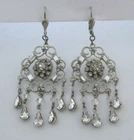 Vintage Dangling Crystal Rhinestone Pierced Earrings