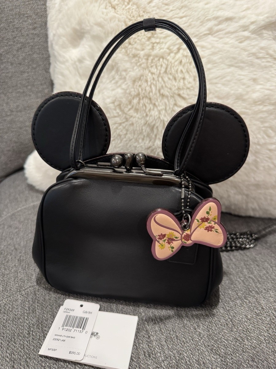 Leather Bag Coach Minnie Mouse Kisslock Bag Disney X Coach F29349
